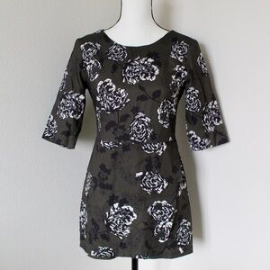 Dark Olive Green Floral Print Skort Romper